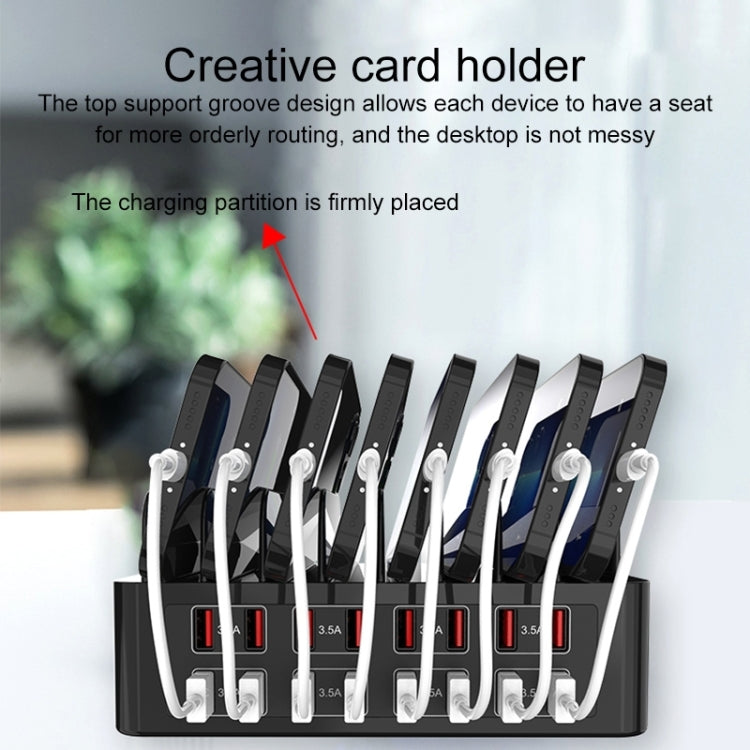 Estação de carregamento inteligente YFY-A55 150W com 16 portas USB e suporte para telemóvel e tablet, ficha US, YFY-A55