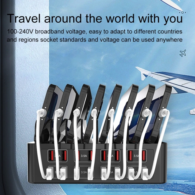 Estação de carregamento inteligente YFY-A55 150W com 16 portas USB e suporte para telemóvel e tablet, ficha US, YFY-A55