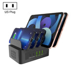 Estação de carregamento inteligente YFY-A54 100W USB + Type-C com 5 portas e suporte para telemóvel e tablet, ficha US, YFY-A54