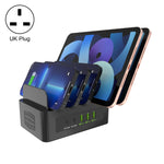 Estação de carregamento inteligente YFY-A54 100W USB + Type-C com 5 portas e suporte para telemóvel e tablet, ficha US, YFY-A54