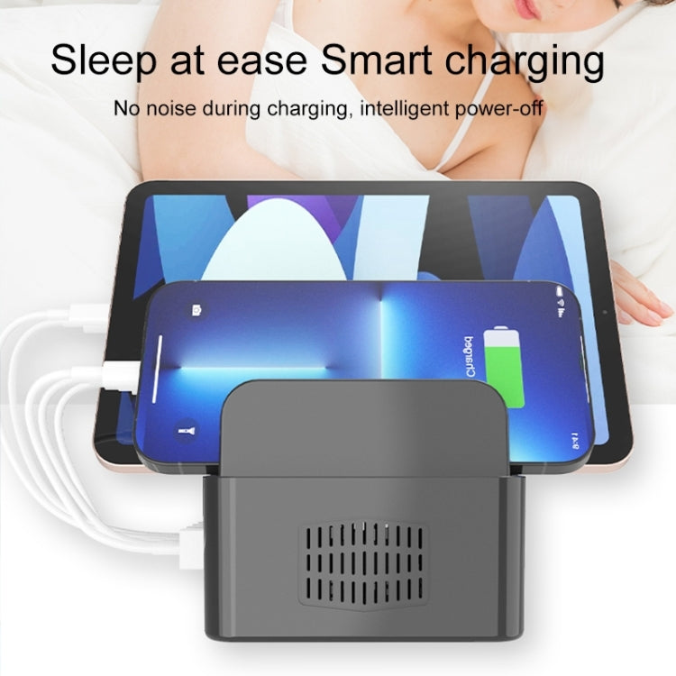 Estação de carregamento inteligente YFY-A54 100W USB + Type-C com 5 portas e suporte para telemóvel e tablet, ficha US, YFY-A54