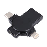 Adaptador OTG X09 4 em 1 USB para Dupla Interface 8 Pin+USB-C/Type-C, 4 em 1