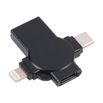 Adaptador OTG X09 4 em 1 USB para Dupla Interface 8 Pin+USB-C/Type-C, 4 em 1