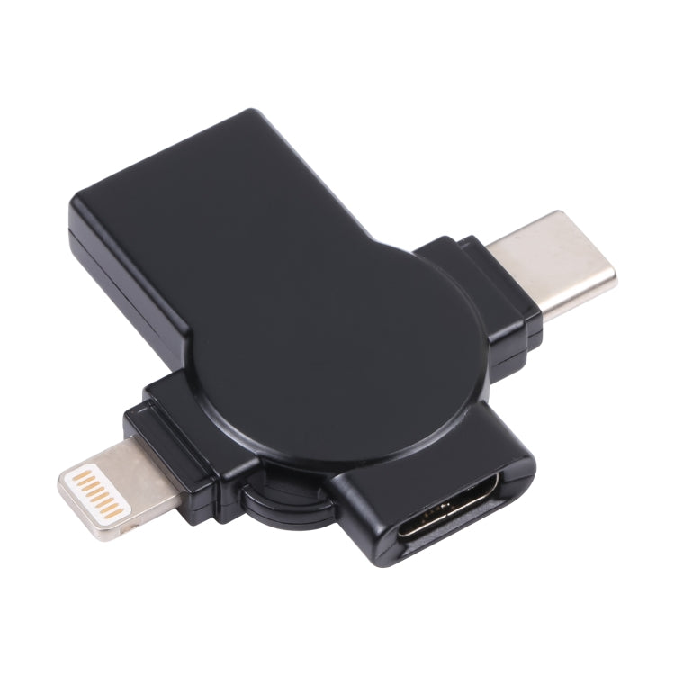 Adaptador OTG X09 4 em 1 USB para Dupla Interface 8 Pin+USB-C/Type-C, 4 em 1