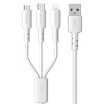 WEKOME WDC-02 Série Energia das Marés 3A USB para 8 Pinos+Type-C+Micro USB 3 em 1 Cabo de Dados em PVC, Comprimento: 1,2m