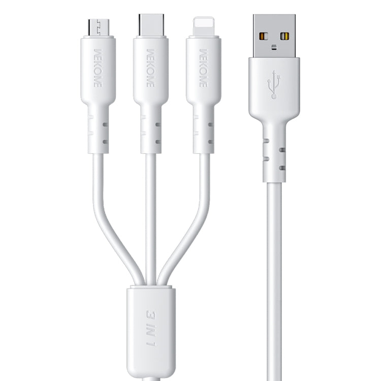 WEKOME WDC-02 Série Energia das Marés 3A USB para 8 Pinos+Type-C+Micro USB 3 em 1 Cabo de Dados em PVC, Comprimento: 1,2m