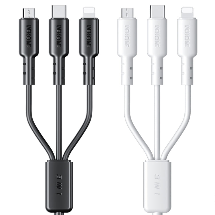 WEKOME WDC-02 Série Energia das Marés 3A USB para 8 Pinos+Type-C+Micro USB 3 em 1 Cabo de Dados em PVC, Comprimento: 1,2m