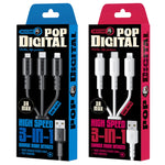 WEKOME WDC-02 Série Energia das Marés 3A USB para 8 Pinos+Type-C+Micro USB 3 em 1 Cabo de Dados em PVC, Comprimento: 1,2m