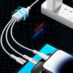 WEKOME WDC-02 Série Energia das Marés 3A USB para 8 Pinos+Type-C+Micro USB 3 em 1 Cabo de Dados em PVC, Comprimento: 1,2m