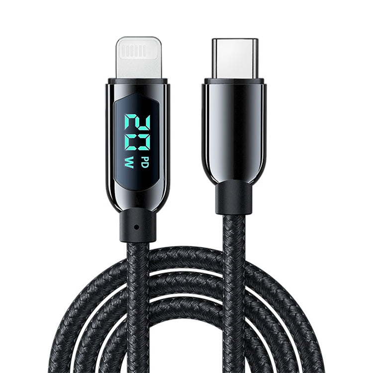 Mutural Li-CC001 Cabo de Carregamento e Dados USB-C / Type-C para 8 Pinos com Ecrã Digital PD20W 1,2m, Type-C para 8 Pinos