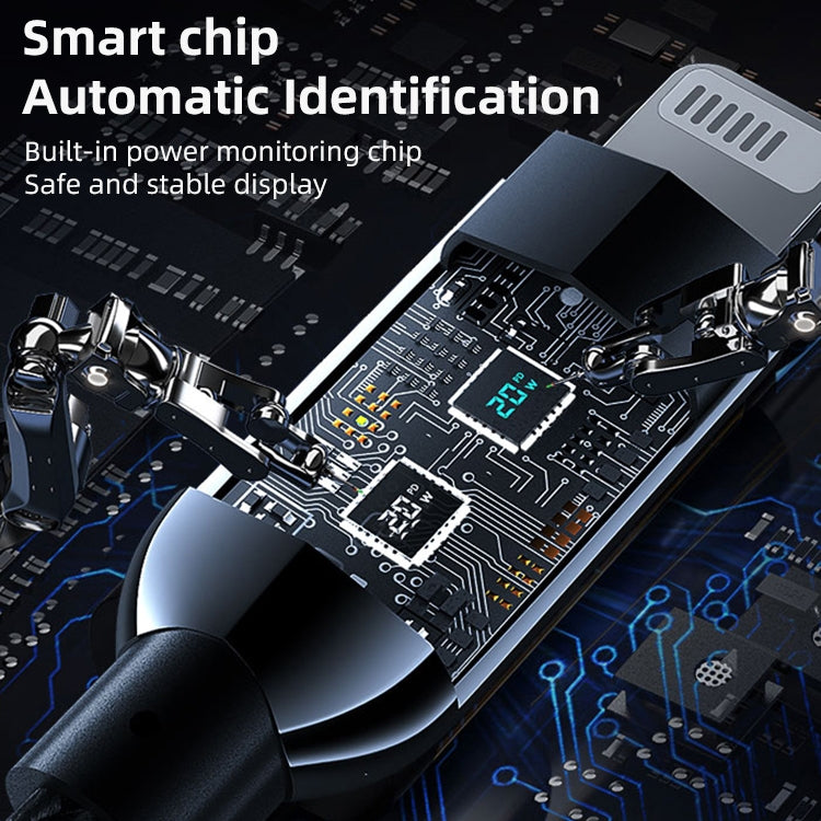 Mutural Li-CC001 Cabo de Carregamento e Dados USB-C / Type-C para 8 Pinos com Ecrã Digital PD20W 1,2m, Type-C para 8 Pinos