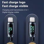Mutural Li-CC001 Cabo de Carregamento e Dados USB-C / Type-C para 8 Pinos com Ecrã Digital PD20W 1,2m, Type-C para 8 Pinos