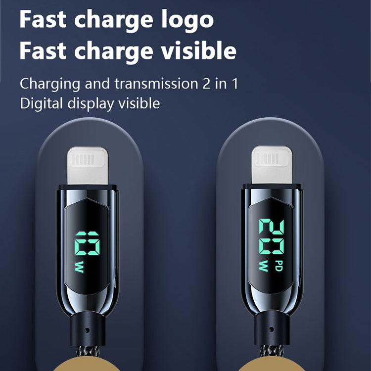 Mutural Li-CC001 Cabo de Carregamento e Dados USB-C / Type-C para 8 Pinos com Ecrã Digital PD20W 1,2m, Type-C para 8 Pinos