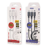 WK WDC-103 Cabo de Dados de Carregamento Pro Fullspeed 3A 3 em 1 8 Pinos + Micro USB + Tipo-C / USB-C, Comprimento: 1,15m