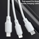 WK WDC-103 Cabo de Dados de Carregamento Pro Fullspeed 3A 3 em 1 8 Pinos + Micro USB + Tipo-C / USB-C, Comprimento: 1,15m