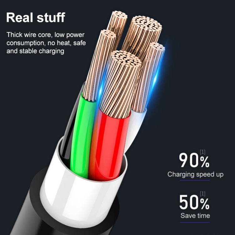 WK WDC-103 Cabo de Dados de Carregamento Pro Fullspeed 3A 3 em 1 8 Pinos + Micro USB + Tipo-C / USB-C, Comprimento: 1,15m