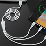 WK WDC-103 Cabo de Dados de Carregamento Pro Fullspeed 3A 3 em 1 8 Pinos + Micro USB + Tipo-C / USB-C, Comprimento: 1,15m