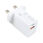 E087 Carregador de Viagem 20W USB-C / Type-C + Portas USB Carregamento Rápido, Ficha UK, Ficha UK