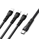 Cabo de Dados de Carregamento 100W 6A Tipo-C para 8 Pinos+Tipo-C+Micro USB, 1,3m