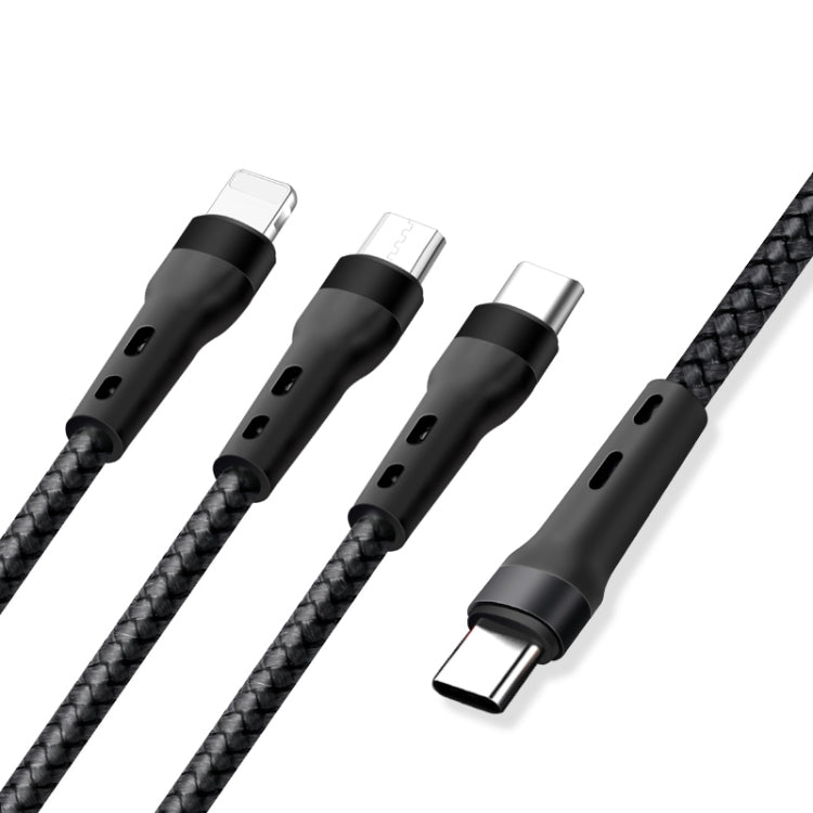 Cabo de Dados de Carregamento 100W 6A Tipo-C para 8 Pinos+Tipo-C+Micro USB, 1,3m