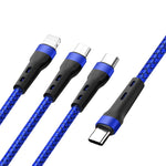 Cabo de Dados de Carregamento 100W 6A Tipo-C para 8 Pinos+Tipo-C+Micro USB, 1,3m