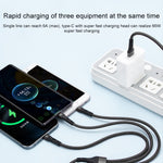 Cabo de Dados de Carregamento 100W 6A Tipo-C para 8 Pinos+Tipo-C+Micro USB, 1,3m