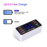 A9 Plus (Versão Global) Estação de Carregamento Inteligente Multifuncional AC 100V~240V 8 Portas USB com Ecrã Digital LCD Destacável e Carregador Sem Fios, Suporta QC3.0, A9 Plus (Versão Global)