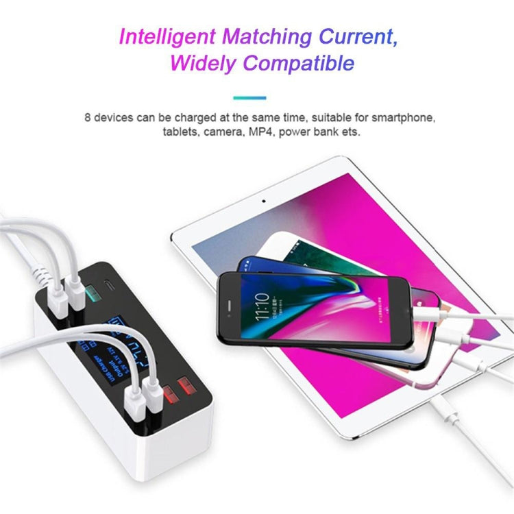 A9 Plus (Versão Global) Estação de Carregamento Inteligente Multifuncional AC 100V~240V 8 Portas USB com Ecrã Digital LCD Destacável e Carregador Sem Fios, Suporta QC3.0, A9 Plus (Versão Global)
