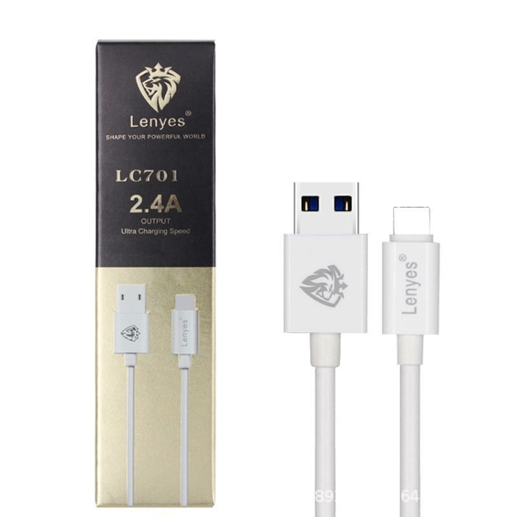 Lenyes LC701 Cabo de sincronização de dados e carregamento rápido USB para 8 Pin PVC 1,5m 2,4A, 1,5m 8 Pin