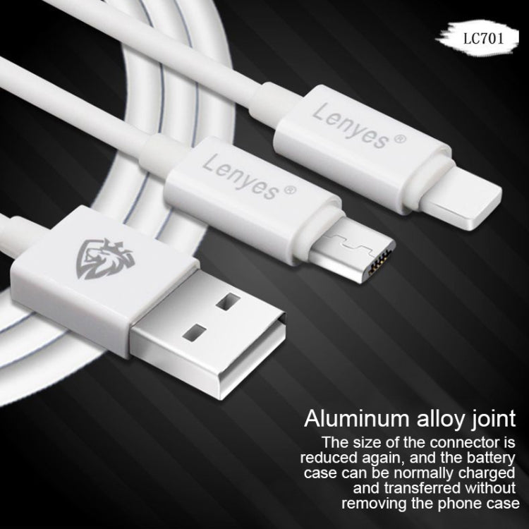 Lenyes LC701 Cabo de sincronização de dados e carregamento rápido USB para 8 Pin PVC 1,5m 2,4A, 1,5m 8 Pin