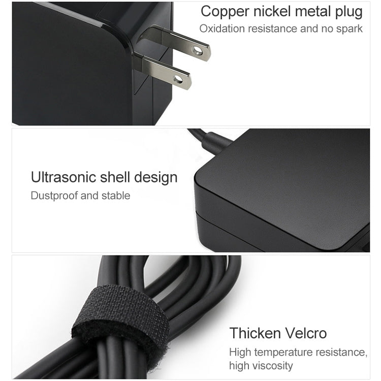 Adaptador de Energia USB-C / Tipo-C 45W Carregador Portátil para Portáteis com Cabo de Carregamento Tipo-C, Ficha US, Ficha US 45W / Preto