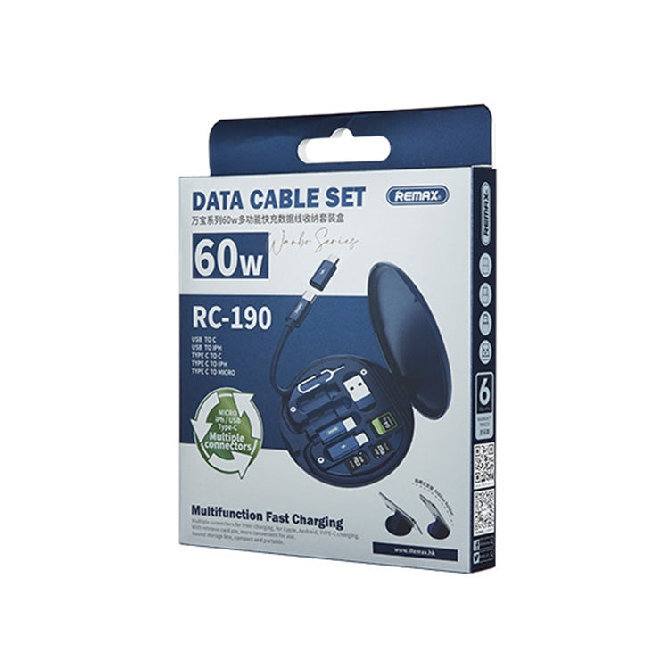 Conjunto de Caixa de Armazenamento Multifuncional com Cabo de Carregamento Rápido 60W REMAX RC-190 Série Wanbo