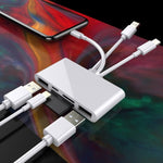 Adaptador leitor de câmara multifunções 5 em 1 8 Pin + Type-C / USB-C + USB + cartão TF + cartão SD, 5 em 1