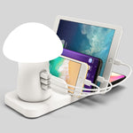 HQ-UD12 Estação de carregamento para telemóvel universal 4 em 1 40W QC3.0 3 portas USB + carregador sem fios com luz LED em forma de cogumelo, Comprimento: 1,2m, ficha US