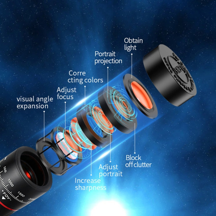 Conjunto de lente telescópica universal para telemóvel W28-QK 28X grande de bolso, grande de bolso
