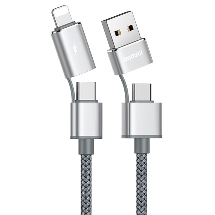 Cabo de Carregamento e Sincronização REMAX RC-020t 2.4A Série Aurora 4 em 1 8 Pin + USB + 2 x Type-C, Comprimento do Cabo: 1m