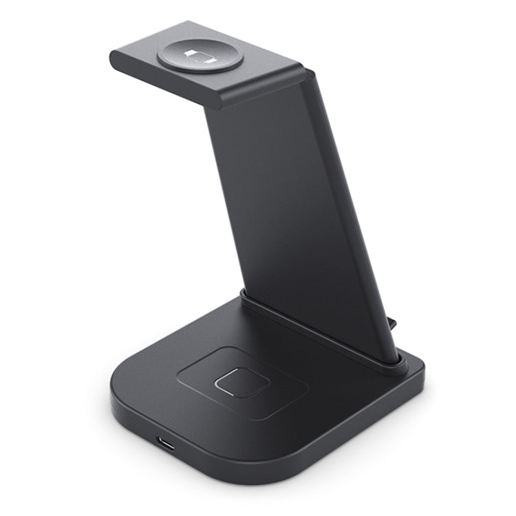 Carregador Sem Fios Vertical Multifuncional 3 em 1 QC 3.0 10W com Função de Suporte, Adequado para Telemóveis / Apple Watch / AirPods