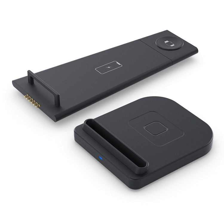 Carregador Sem Fios Vertical Multifuncional 3 em 1 QC 3.0 10W com Função de Suporte, Adequado para Telemóveis / Apple Watch / AirPods