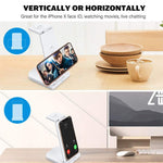 Carregador Sem Fios Vertical Multifuncional 3 em 1 QC 3.0 10W com Função de Suporte, Adequado para Telemóveis / Apple Watch / AirPods