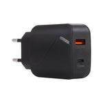 LZ-819A+C QC3.0 USB + PD 18W Interfaces USB-C / Type-C Carregador de Viagem com Luz Indicadora, Ficha EU, Ficha EU