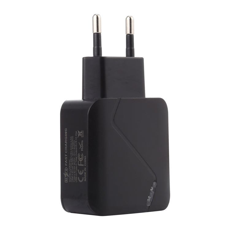 LZ-819A+C QC3.0 USB + PD 18W Interfaces USB-C / Type-C Carregador de Viagem com Luz Indicadora, Ficha EU, Ficha EU