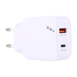 LZ-819A+C QC3.0 USB + PD 18W Interfaces USB-C / Type-C Carregador de Viagem com Luz Indicadora, Ficha EU, Ficha EU