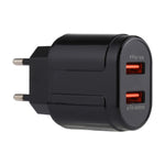 LZ-022 Carregador de Viagem 5V 2.4A Duas Portas USB, Ficha EU