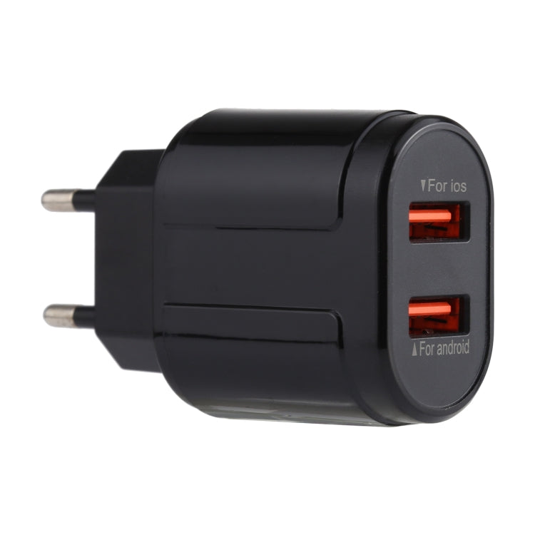LZ-022 Carregador de Viagem 5V 2.4A Duas Portas USB, Ficha EU