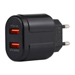LZ-022 Carregador de Viagem 5V 2.4A Duas Portas USB, Ficha EU