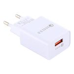 LZ-706 Carregador de Viagem QC3.0 Porta USB Única, Ficha EU