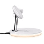 Carregador Sem Fios Magnético Multifuncional 3 em 1 25W para Telemóveis & Apple Watches & AirPods, com Luz LED Colorida