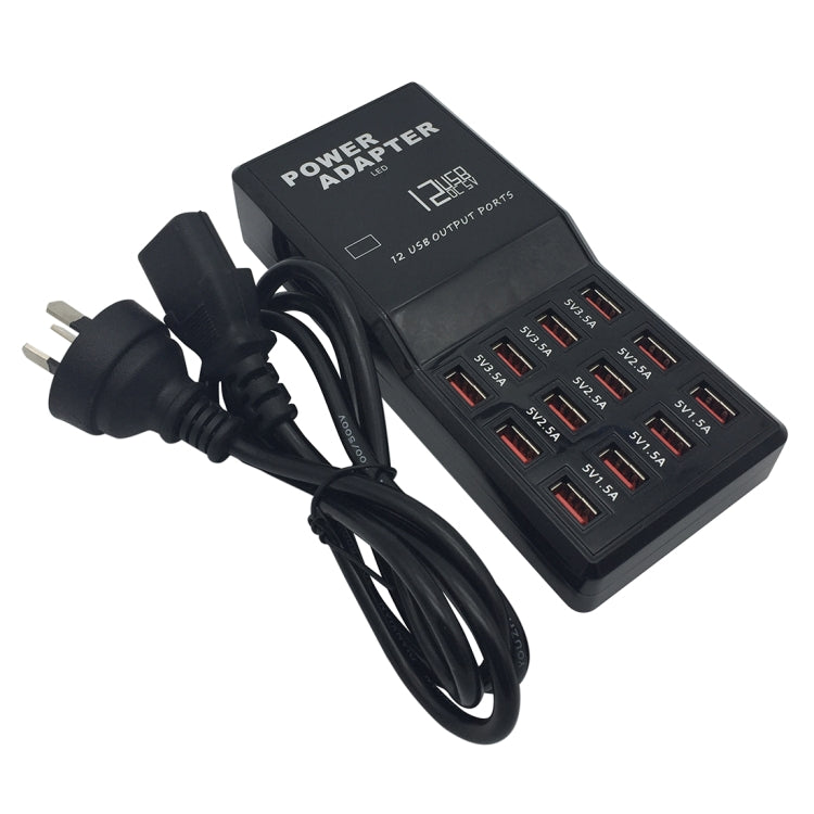 W-858 Dock de Carregamento Rápido USB com 12 Portas 12A Carregador Inteligente de Secretária AC100-240V, Ficha AU, Ficha AU