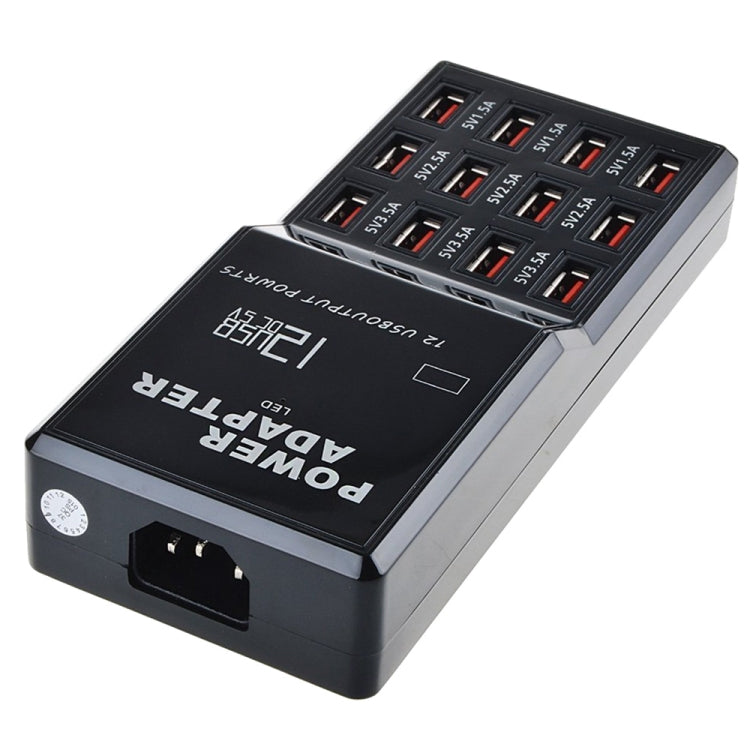 W-858 Dock de Carregamento Rápido USB com 12 Portas 12A Carregador Inteligente de Secretária AC100-240V, Ficha US, Ficha US