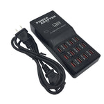W-858 Dock de Carregamento Rápido USB com 12 Portas 12A Carregador Inteligente de Secretária AC100-240V, Ficha US, Ficha US